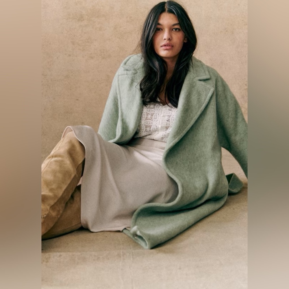 Sezane Pastel Green Marc Coat. 36